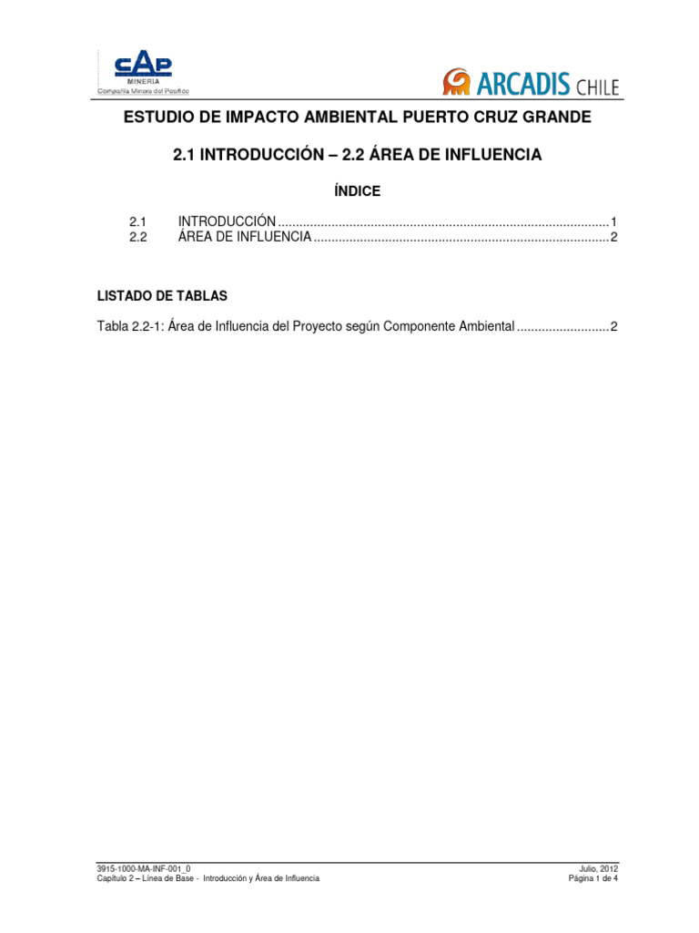 Línea de Base y Área de Influencia EIA | PDF | Evaluación de impacto ...