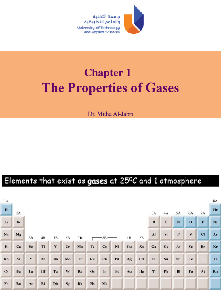 Chap 1 The Properties of Gases SP23 | PDF | Gases | Mole (Unit)