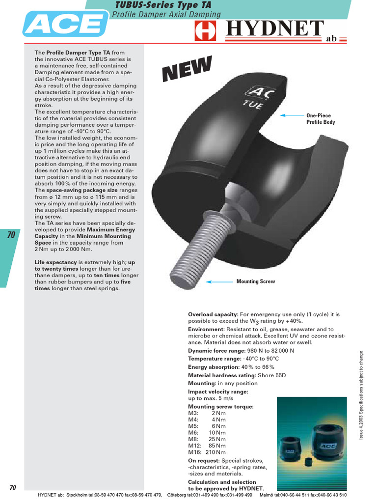TUBUS-Series Type TA: Profile Damper Axial Damping | PDF | Damping | Force