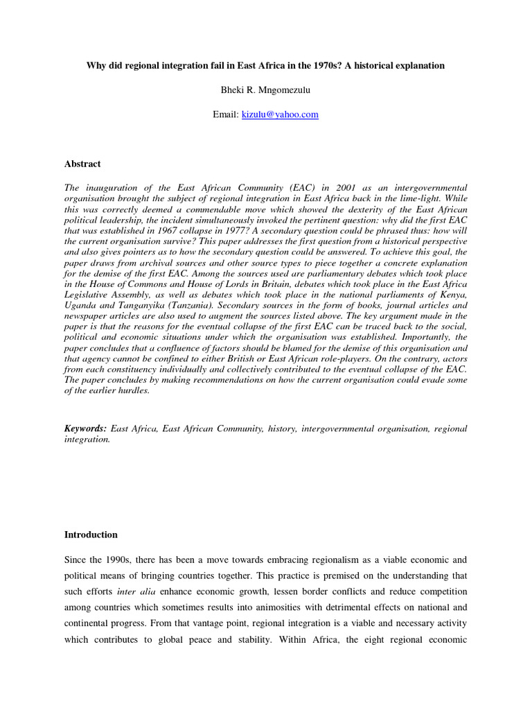 Reasons for EAC's 1977 Collapse Explained | PDF | Tanzania