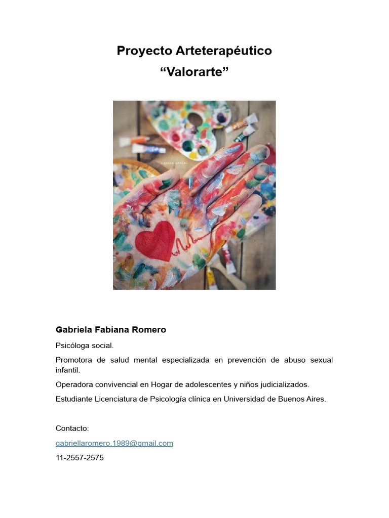 Arteterapia para Adolescentes: Proyecto "Valorarte" | PDF | Terapia ...