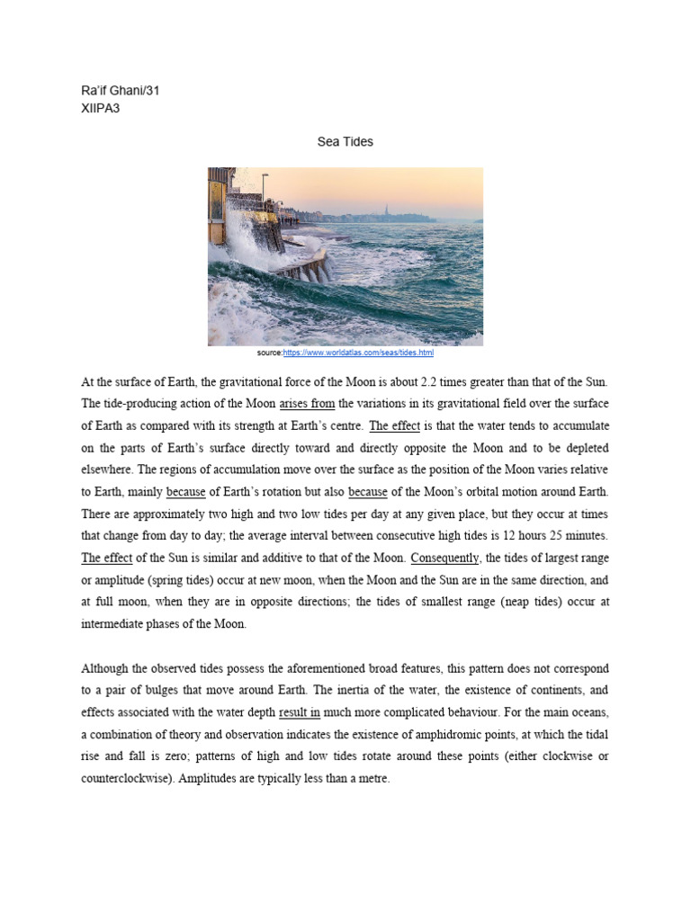Understanding Sea Tides and Their Effects | PDF | Tide | Moon