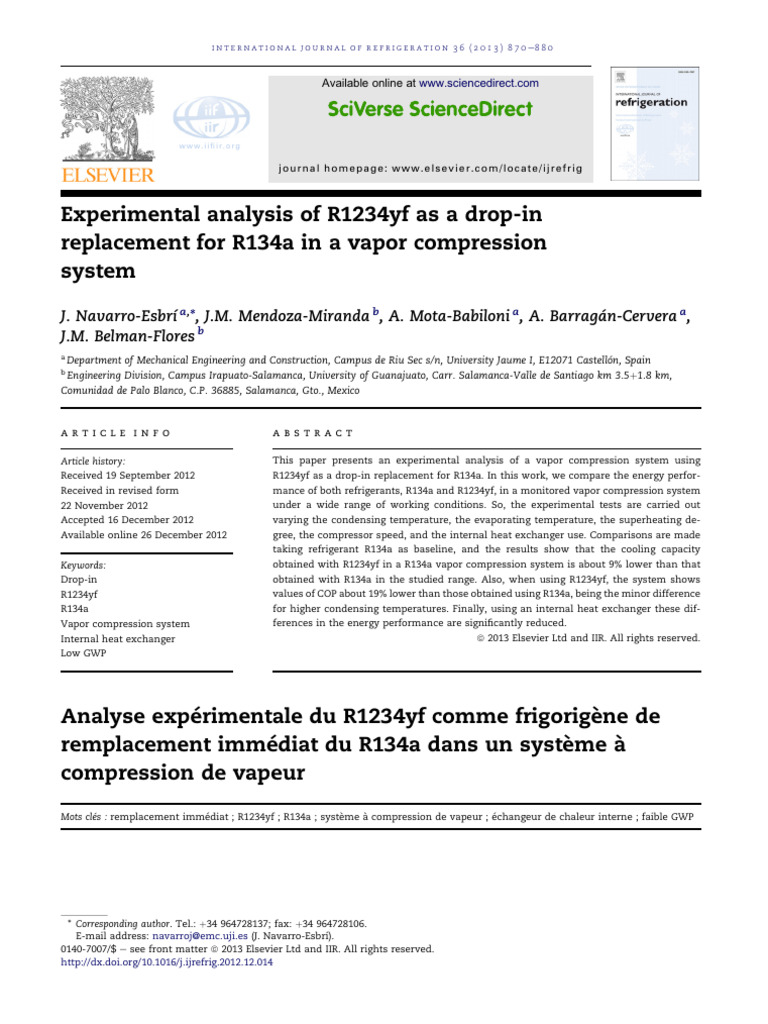 R1234yf as R134a Drop-in Replacement | PDF | Chlorofluorocarbon | Flow ...