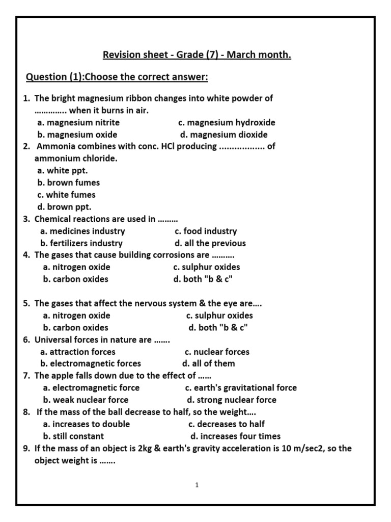 revision-sheet-grade-7-march-month-scince-pdf-force-weight