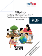 Filipino3 - K3 - M7 - Pagbibigay NG Sumusuportang Kaisipan 02042021
