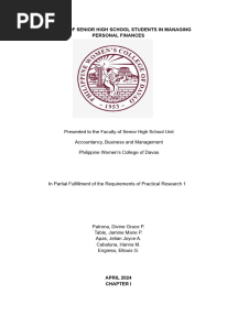 Perceptions of Senior High School Students in Managing Personal Finances