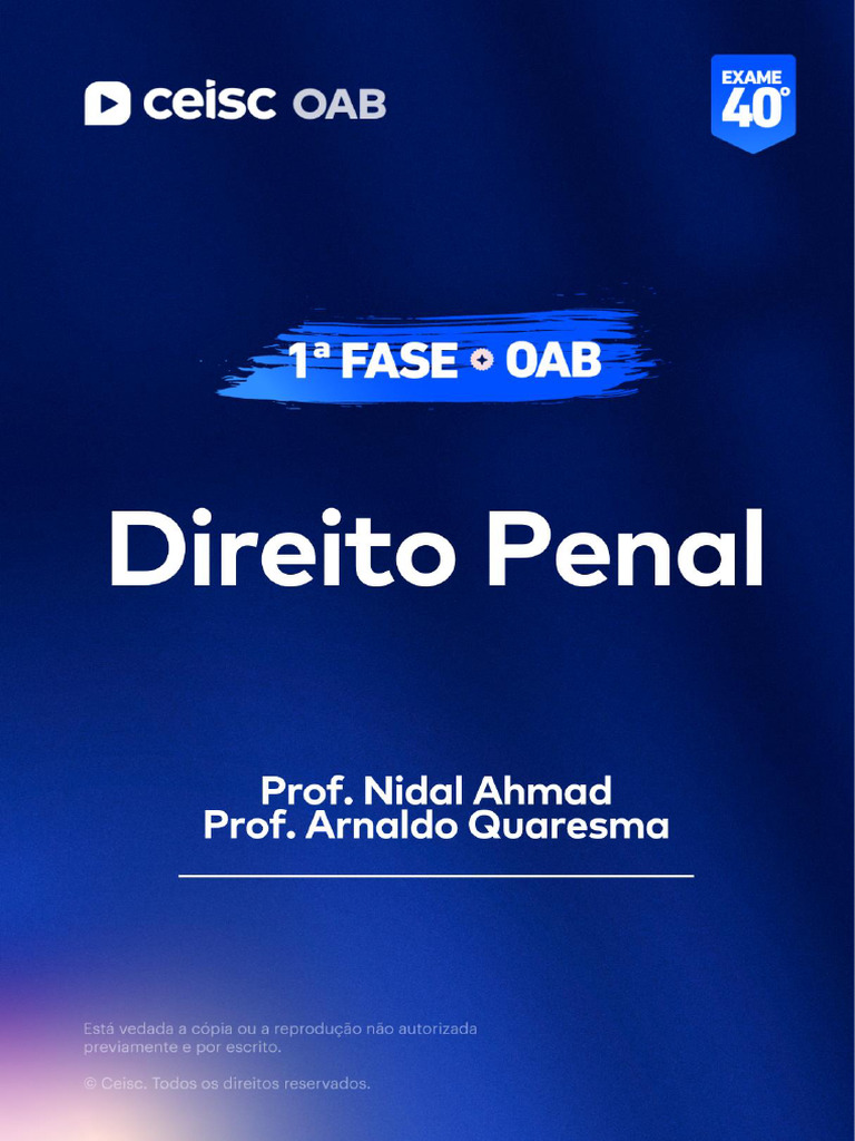Direito Penal: Guia 1ª Fase OAB 40° Exame | PDF | Crimes | Crime e ...