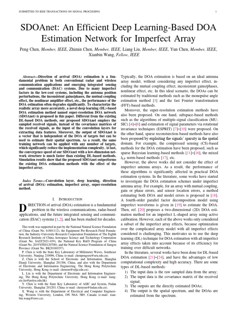 SDOAnet: Deep Learning DOA Estimation | PDF | Deep Learning | Matrix ...