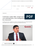 Contratos A Plazo Fijo - ¿Empresas Deben Avisar Con Anticipación A Sus Trabajadores Que No Se Les Renovará - TENDENCIAS - GESTIÓN