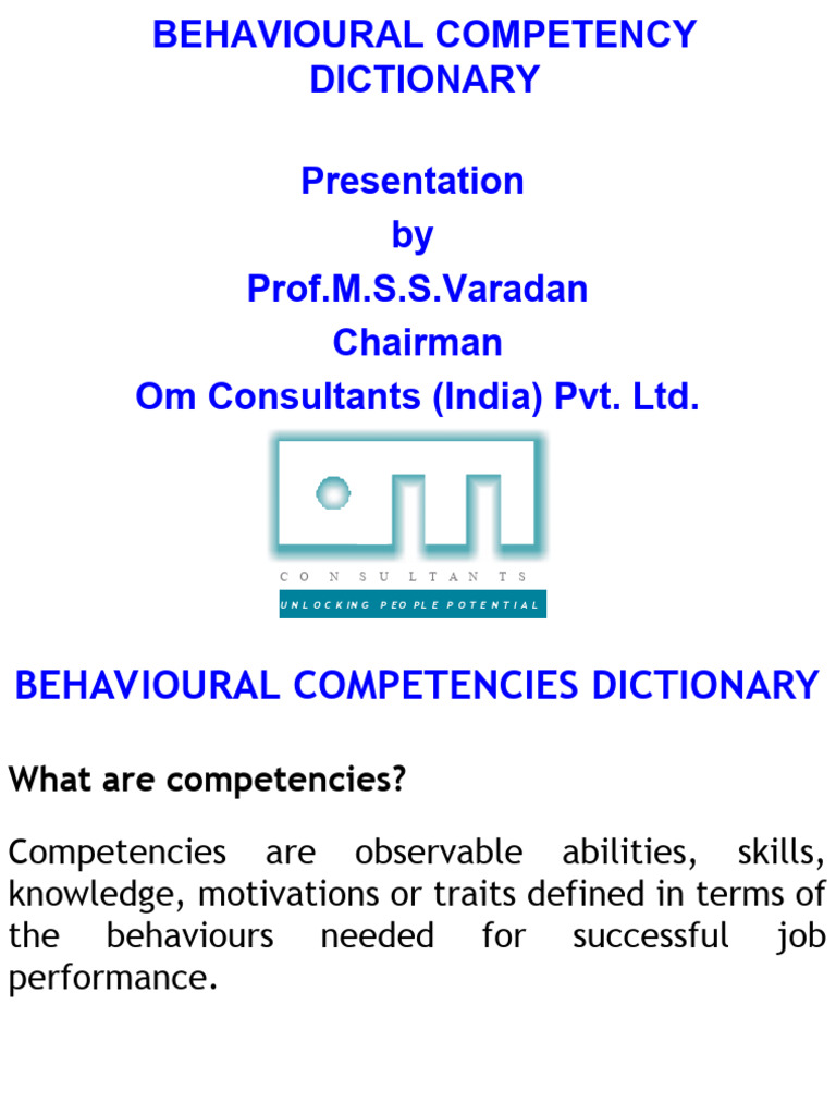 Behavioral Competency Dictionary Guide | PDF | Creativity | Leadership
