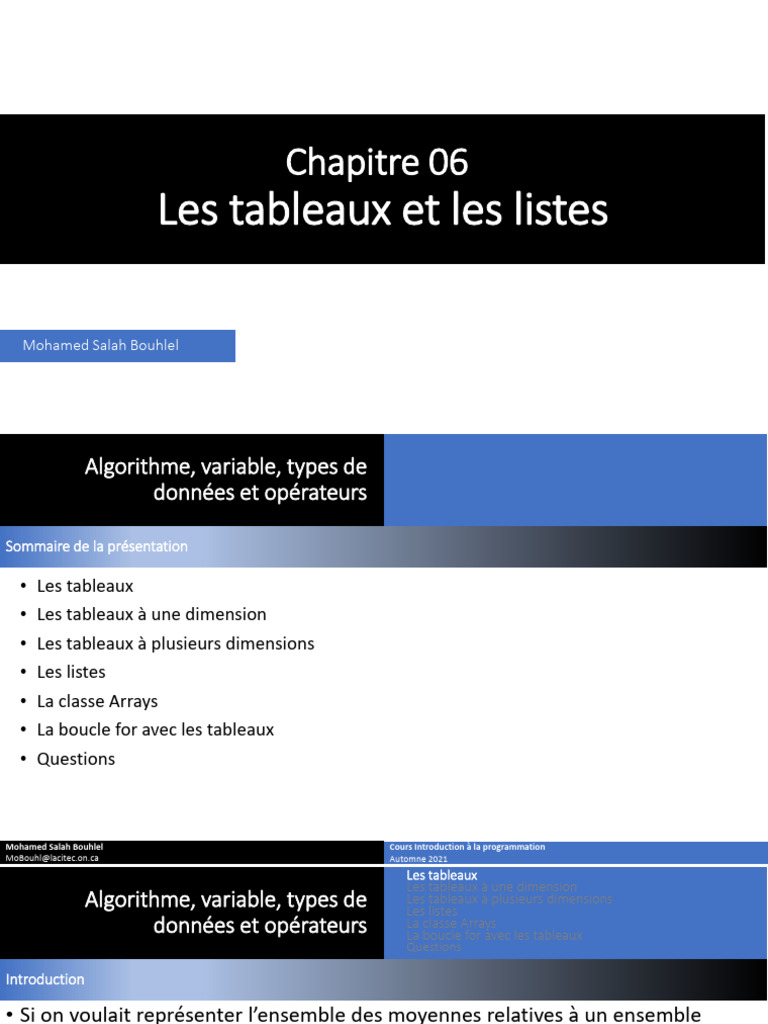 Tableaux et Listes en Java : Guide Complet | PDF | Programmation ...