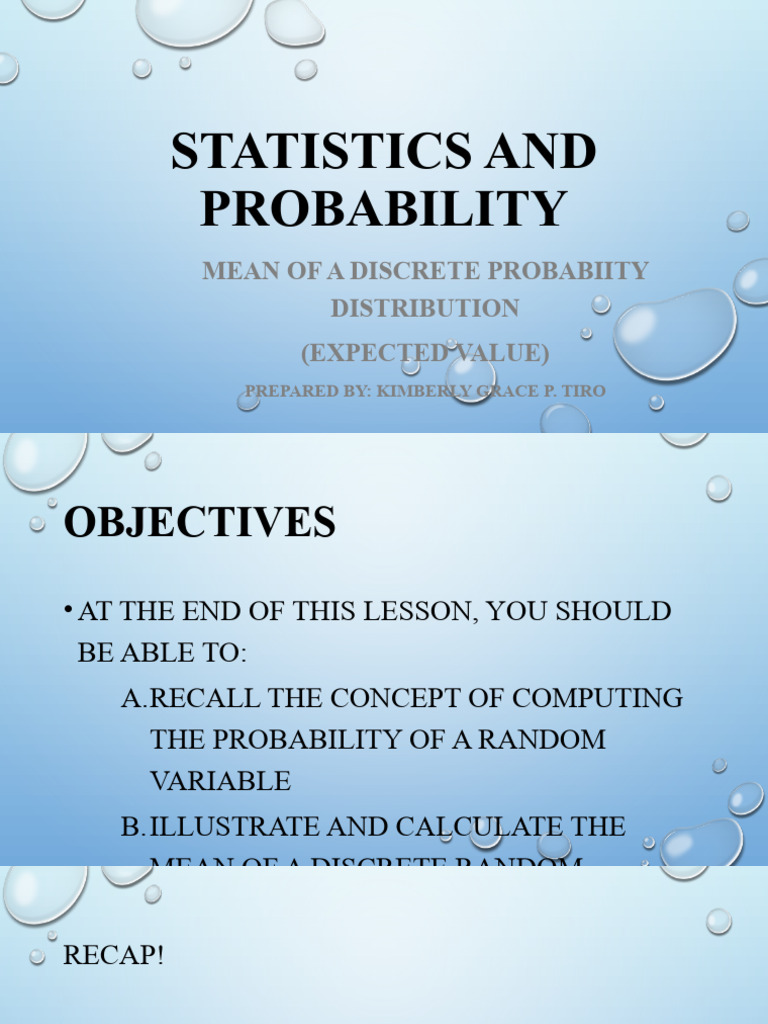 Statistics and Probability. Mean | PDF