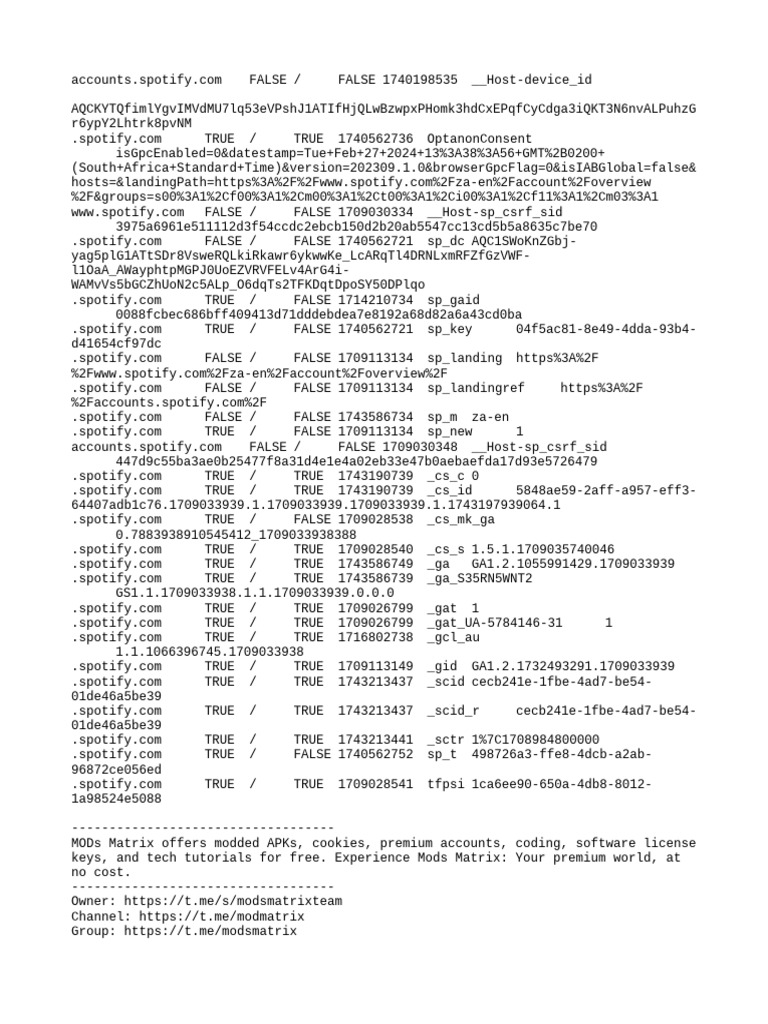 Spotify Premium Cookies Overview | PDF | Cyberspace | Online Services