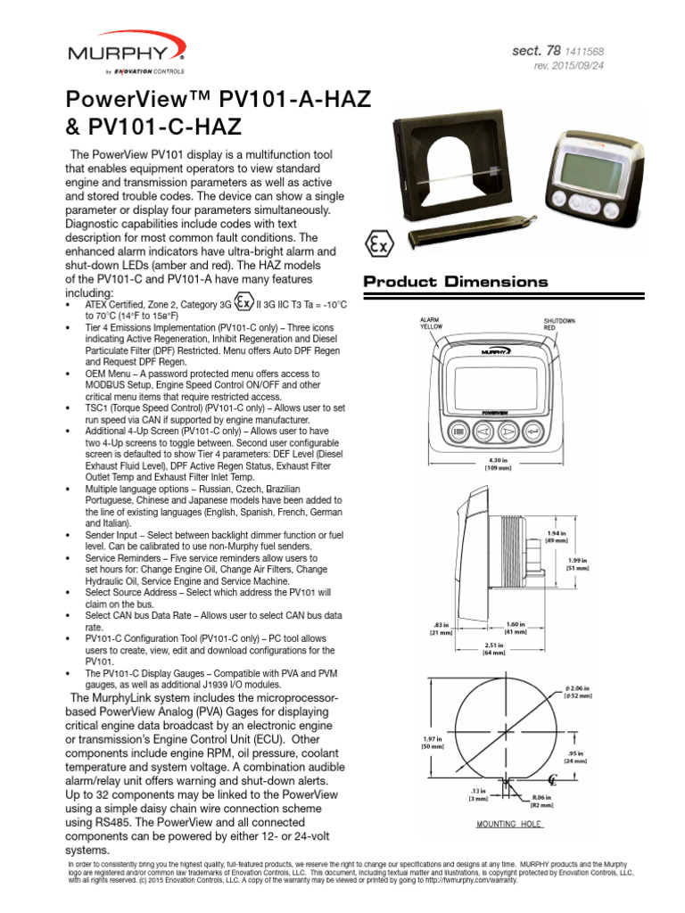 22 Enovation pv101 Salesbulletin | PDF | Manufactured Goods