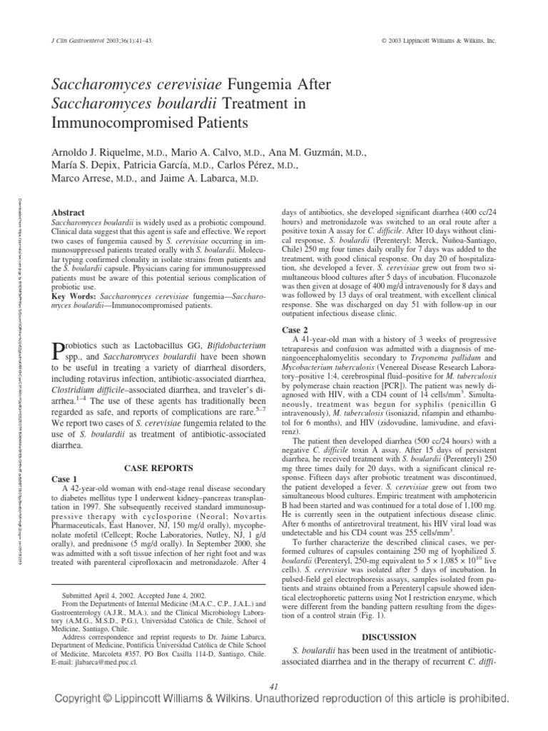 Saccharomyces Cerevisiae | PDF | Diarrhea | Saccharomyces Cerevisiae