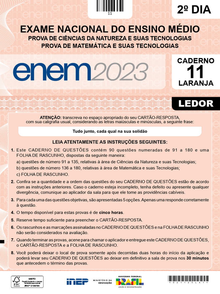 Caderno Laranja ENEM 2023 - 2º Dia | PDF | Vírus | Calor