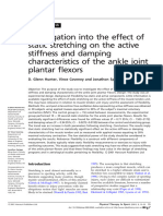 Investigation into the effect of static stretching on the active stiffness and damping caracteristics of the ankle joint plantar flexors