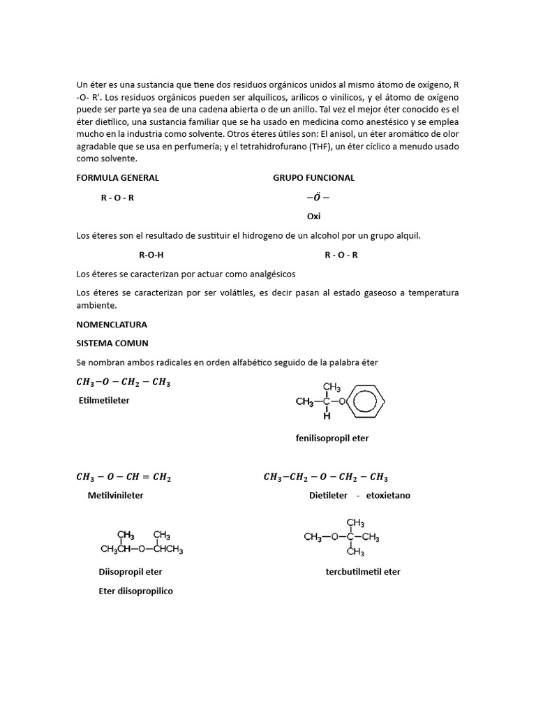 FUNCION ETERES 2 | PDF | Éter | Tetrahidrofurano