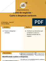 Plano de Negócios - Custo e Despesas Variáveis: Empreendedorismo