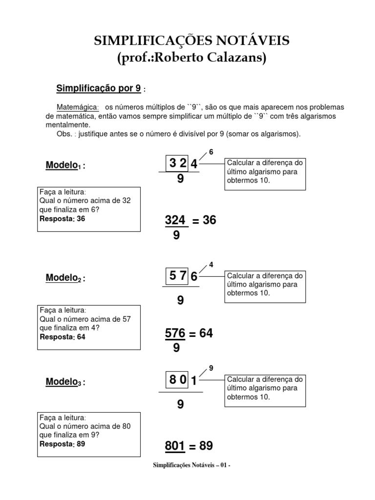 Simplificações Notáveis em Matemática | PDF | Matemática | Aritmética