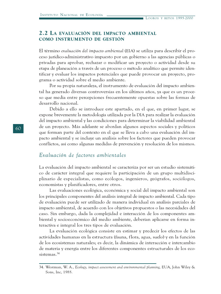 Evaluación del Impacto Ambiental: Metodología y Retos | PDF ...