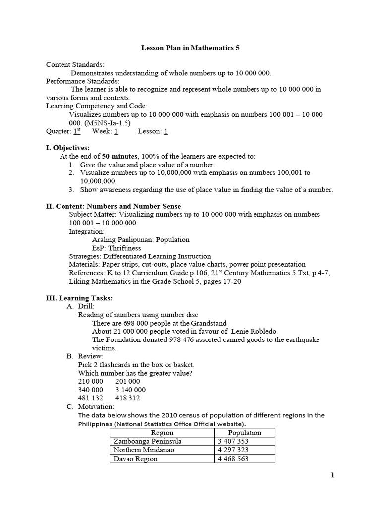 Dlp In Mathematics 5 First Quarter Final Download Free Pdf Learning