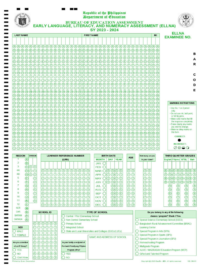 Ellna answer sheet sy 23 24 pdf