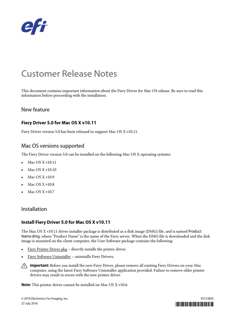 Fiery Driver 5.0 pour Mac OS X v10.11 | PDF | Fichier informatique ...