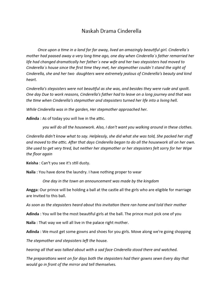 Naskah Drama Cinderella PDF Cinderella Fairy Tales