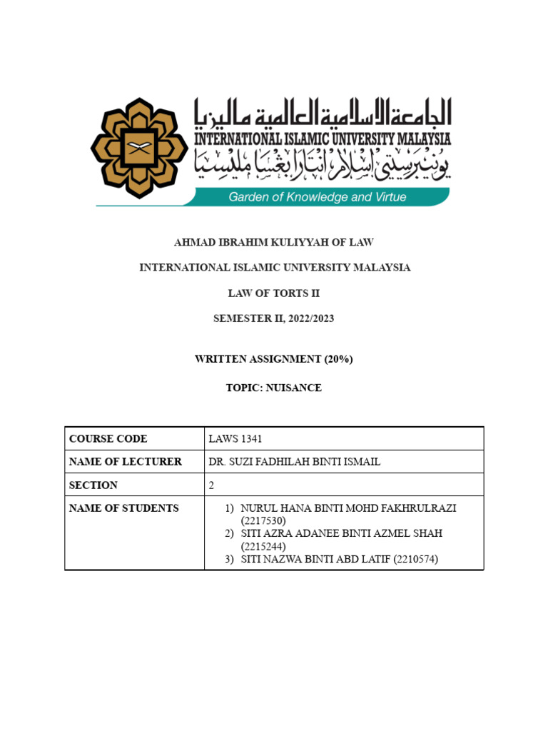 Nuisance Tort Pdf Nuisance Common Law