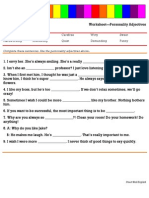 Personality Adjectives Worksheet