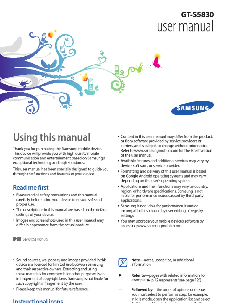 Samsung Galaxy Ace GT-S5830 User Manual (ENG) | Subscriber Identity Module  | Email