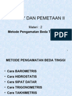 Materi 2. Metode Pengamatan Beda Tinggi (1) BAROMETRIS & HIDROSTATIS