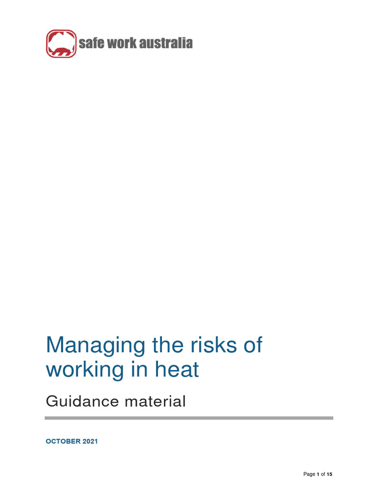 Guide For Managing The Risks of Working in Heat | PDF | Occupational ...