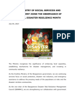 The Ministry of Social Services and Development Joins The Observance of National Disaster Resilience Month