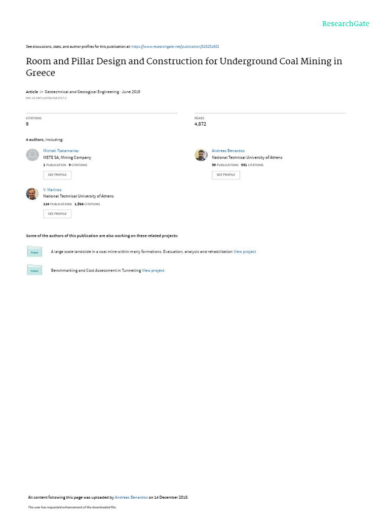 Room And Pillar Design And Construction For Underground Coal Mining In