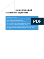 Business Objectives and Stakeholder Objectives