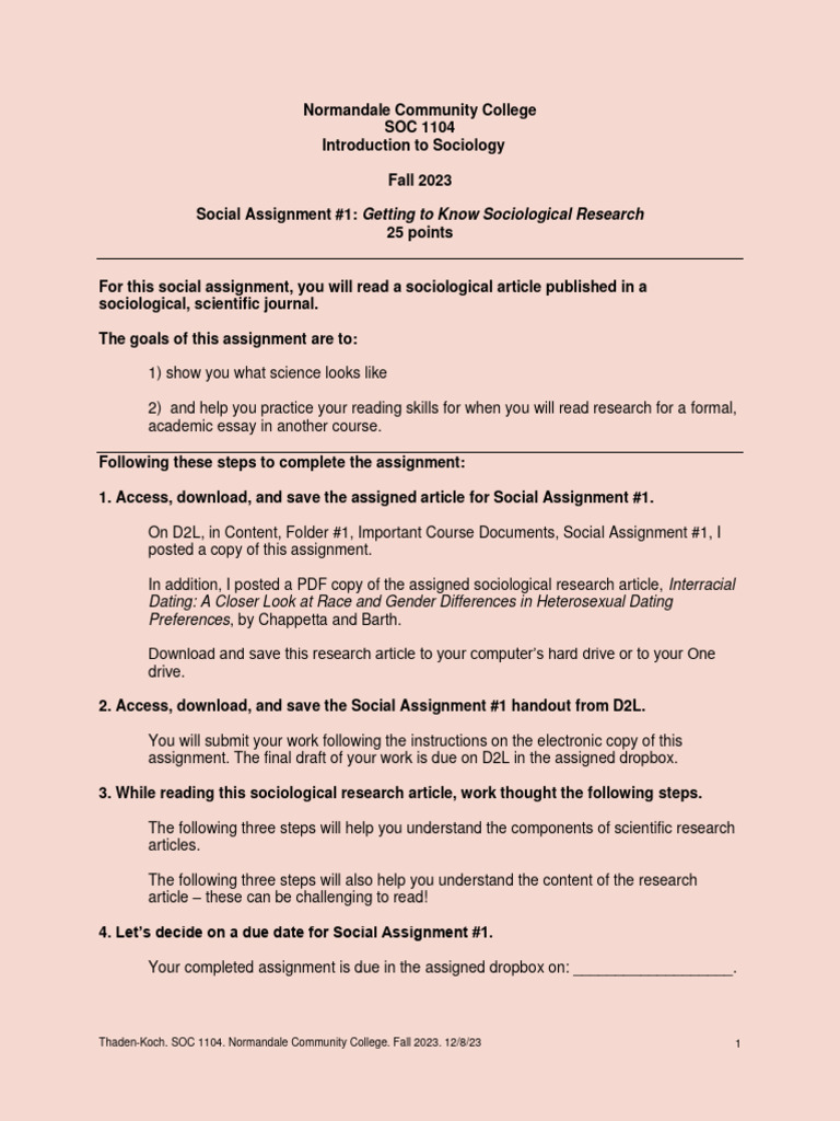 Sociological Research Assignment Guide | PDF | Academic Publishing | Theory