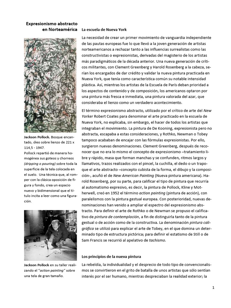 Expresionismo Abstracto | PDF | Pinturas | Arte abstracto