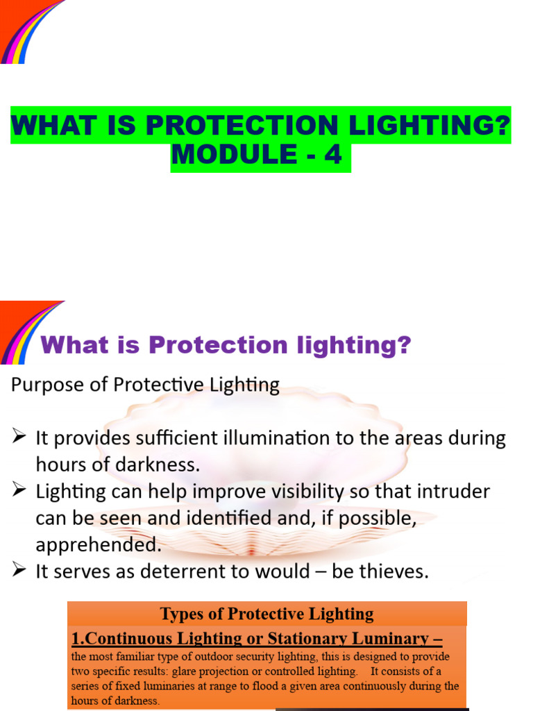 Types and Purpose of Protective Lighting | PDF | Lighting | Security Alarm