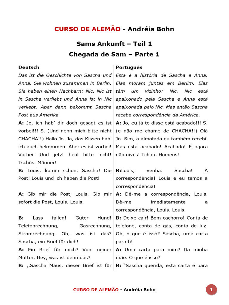 8.2 Texto Sams Ankunft Teil 1 Formato DIALOGOS | PDF