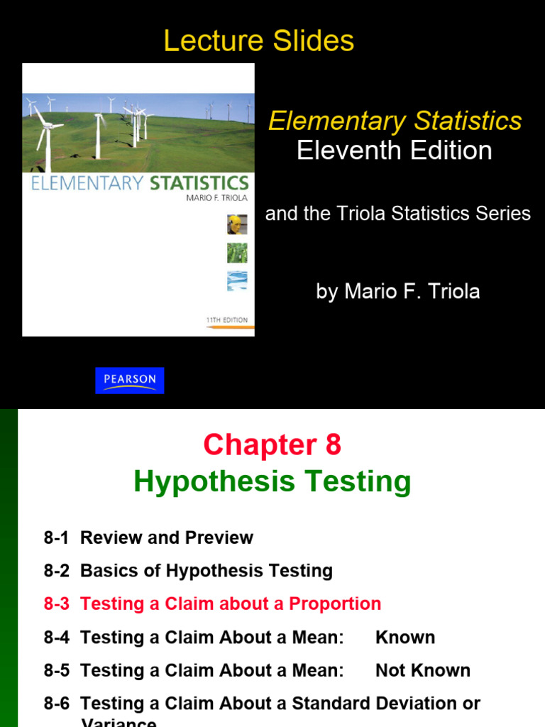 Chapter 8 - Mario F. Triola | PDF | P Value | Statistical Hypothesis ...