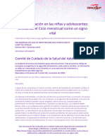 La Menstruacion en Las Ninas y Adolescentes