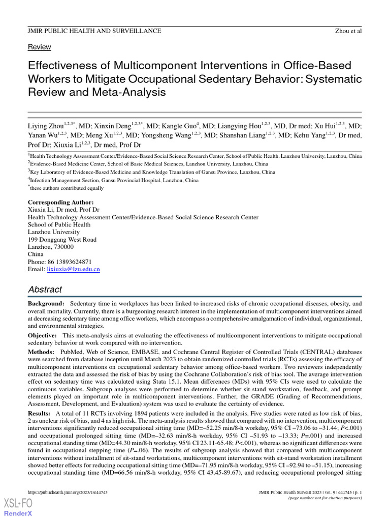 2-Effectiveness of Multicomponent Interventions in Office-Based Workers ...