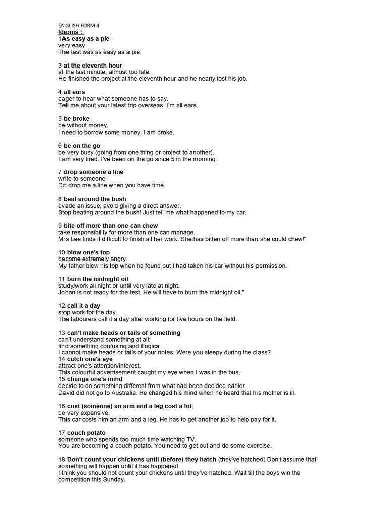 Idiom Practice | PDF | Language Arts & Discipline