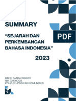 Summary Sejarah Dan Perkembangan Bahasa Indonesia
