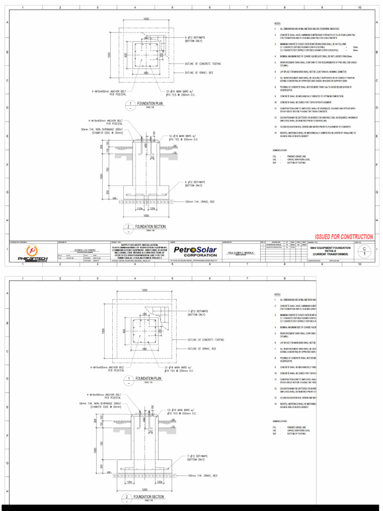 69kv VT Equipment Foundation Details - Ifc - Redacted | PDF