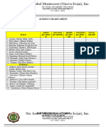 Subject Grade Sheet