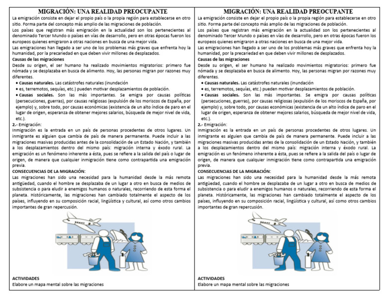 Causas y Consecuencias de la Migración | PDF | Migración humana ...