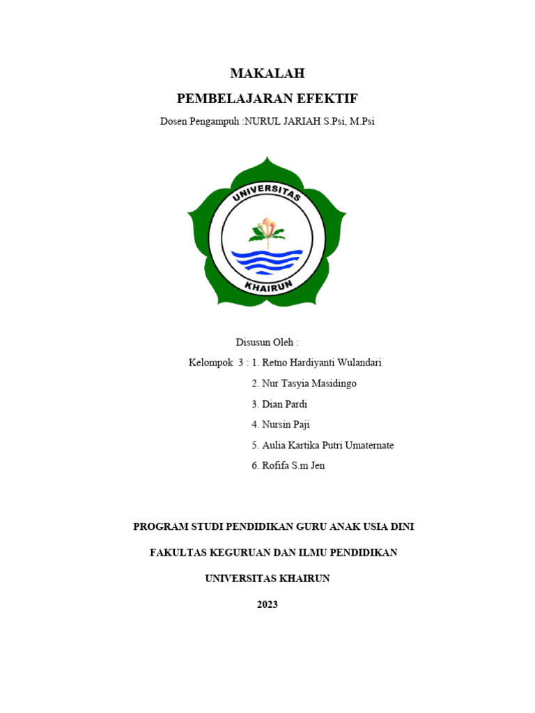 Karakteristik Pembelajaran Efektif | PDF | Karier & Perkembangan ...